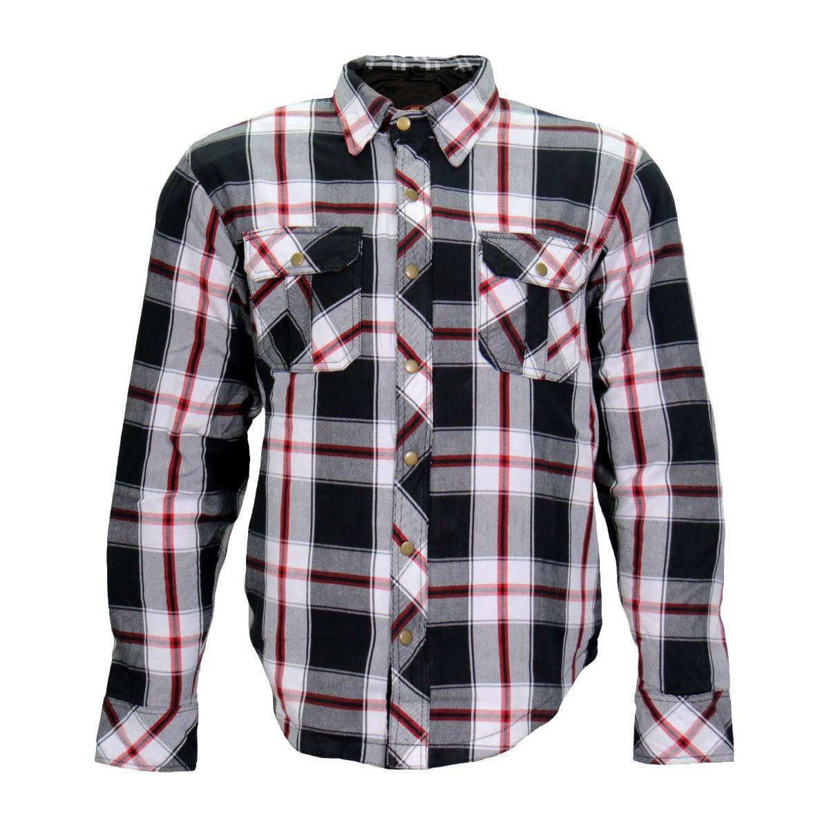 Hot Leathers Men's Armored Red And White Flannel Jacket - American Legend Rider
