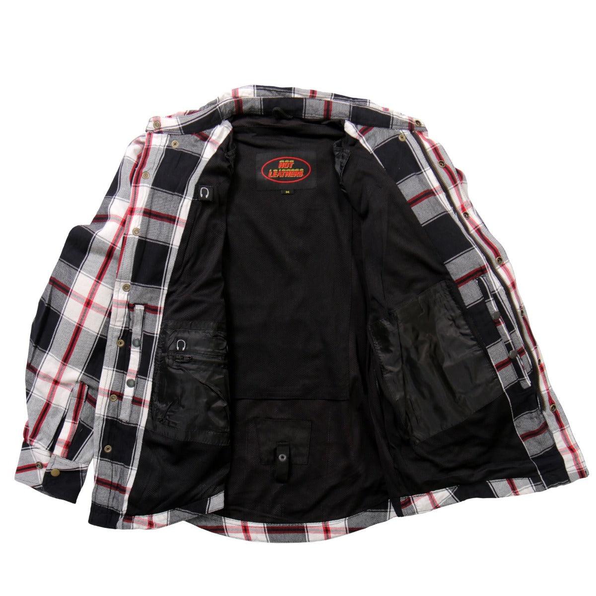 Hot Leathers Men's Armored Red And White Flannel Jacket - American Legend Rider