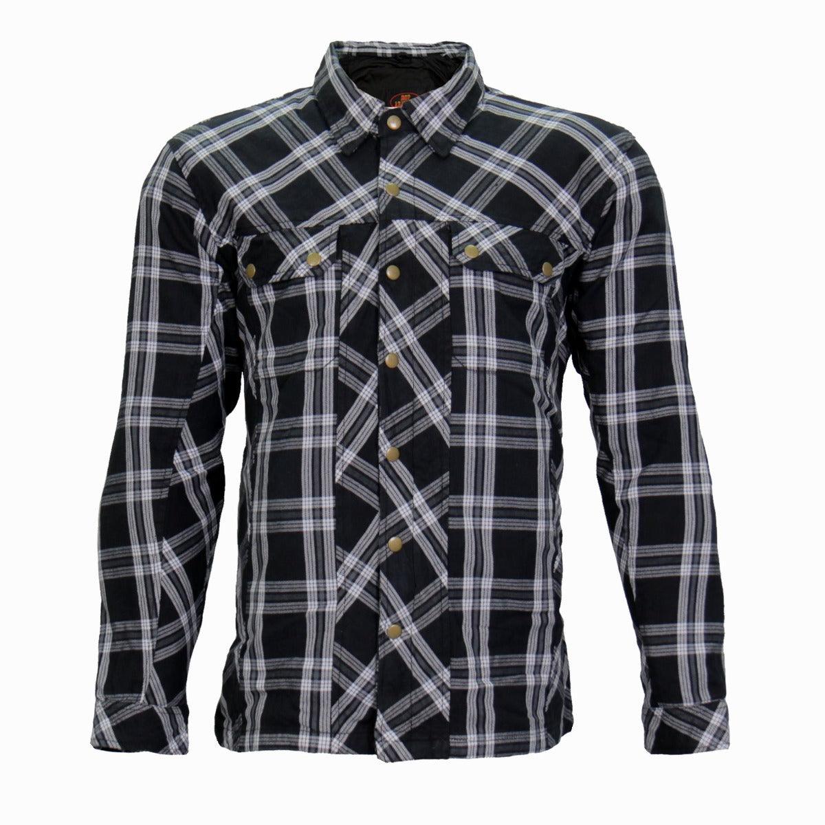 Hot Leathers Men's Armored Black And White Flannel Jacket - American Legend Rider