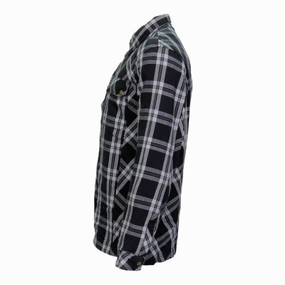 Hot Leathers Men's Armored Black And White Flannel Jacket - American Legend Rider