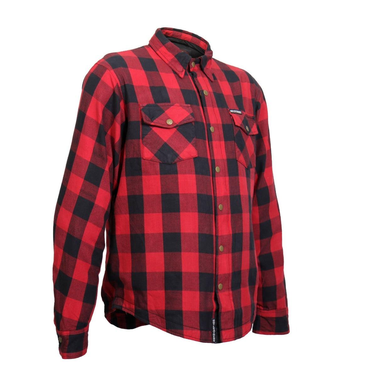Hot Leathers Men's Red And Black Armored Flannel Jacket - American Legend Rider