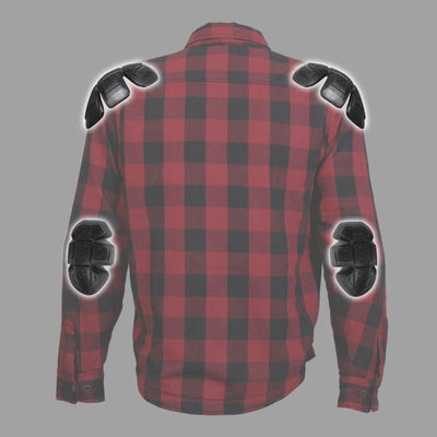 Hot Leathers Men's Red And Black Armored Flannel Jacket - American Legend Rider