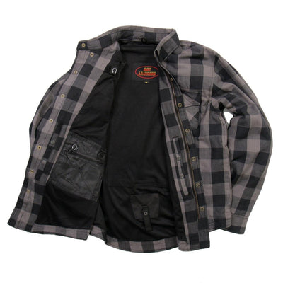 Hot Leathers Men's Gray And Black Armored Flannel Jacket - American Legend Rider