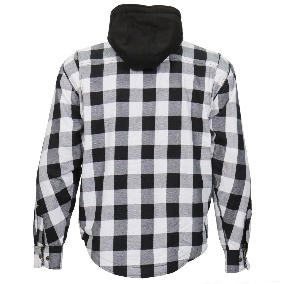 Hot Leathers Men's Black And White Hooded Armored Flannel Jacket - American Legend Rider