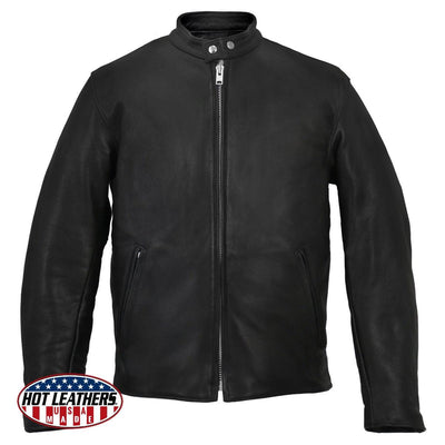 Hot Leathers Men's Usa Made Black Leather Motorcycle Jacket - American Legend Rider