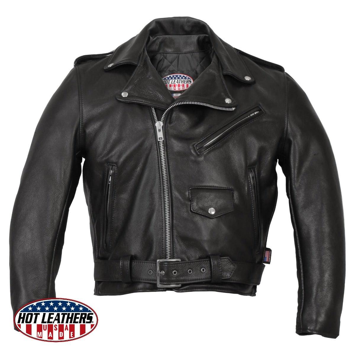 Hot Leathers Men's Usa Made Premium Leather Classic Motorcycle Jacket - American Legend Rider
