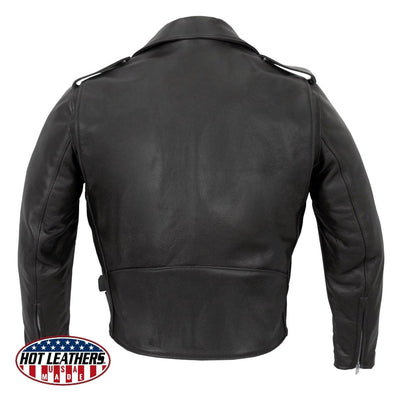 Hot Leathers Men's Usa Made Premium Leather Classic Motorcycle Jacket - American Legend Rider
