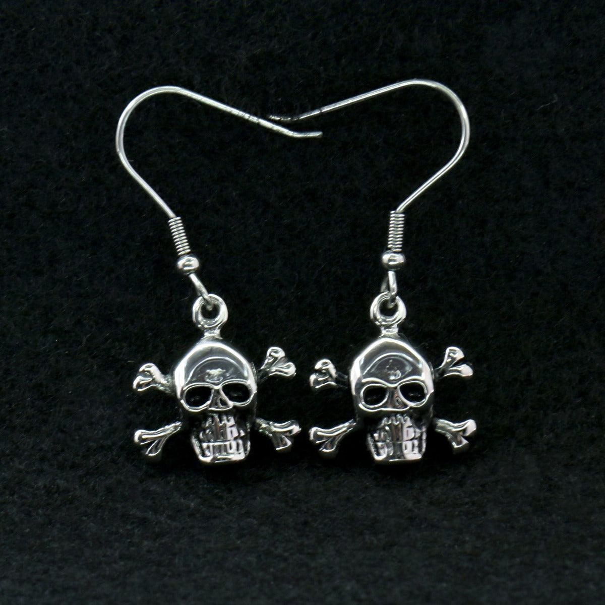 Hot Leathers Stainless Steel Skull And Crossbones Earrings - American Legend Rider