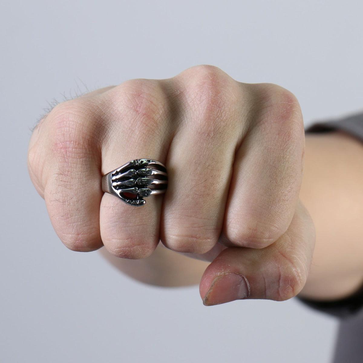 Hot Leathers Skeleton Hand Ring - American Legend Rider