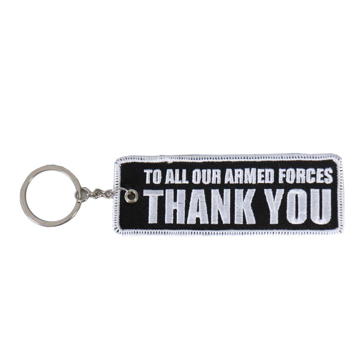 Hot Leathers Too All Our Armed Forces Thank You Embroidered Key Chain - American Legend Rider