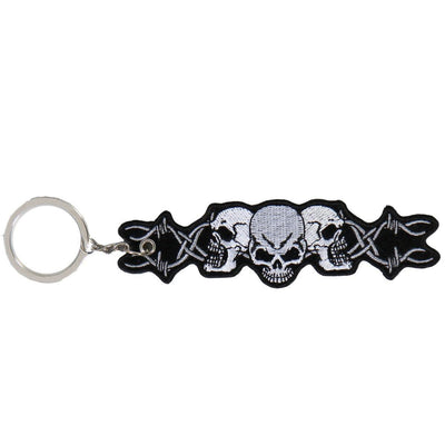 Hot Leathers Barbed Wire Skulls Embroidered Key Chain - American Legend Rider