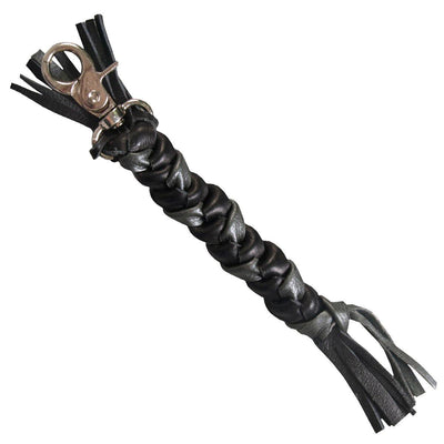 Hot Leathers 9" Black And Silver Braided Leather Keychain - American Legend Rider