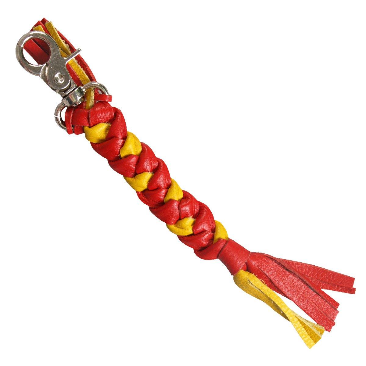 Hot Leathers 9" Red & Yellow Braided Leather Key Chain - American Legend Rider