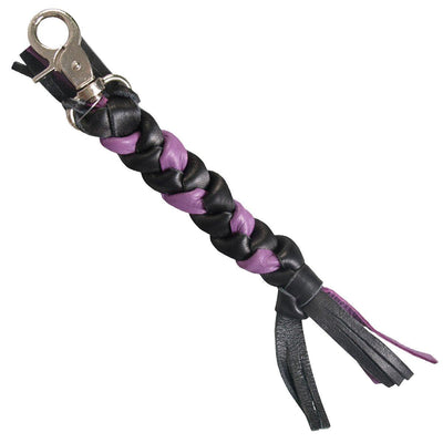 Hot Leathers 9 Black And Purple Braided Leather Keychain - American Legend Rider