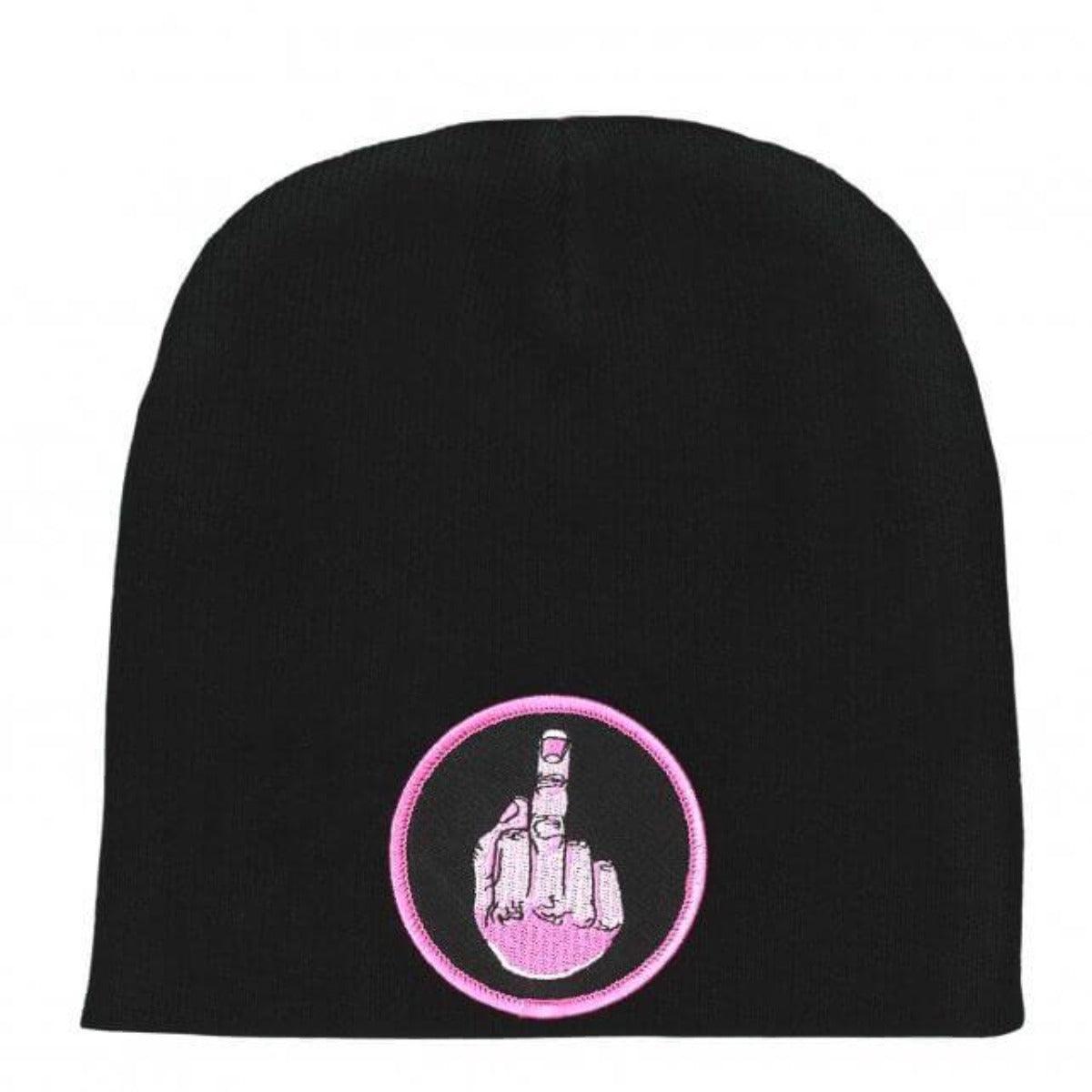 Hot Leathers Middle Finger Pink Knit Hat - American Legend Rider