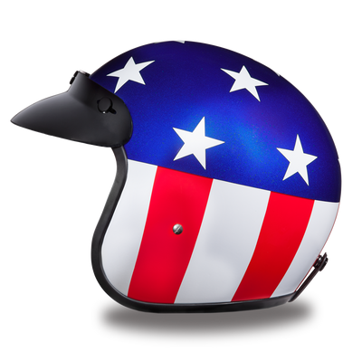 Daytona D.O.T. Cruiser States of America Motorcycle Open Face Helmet, Blue/White/Red - American Legend Rider