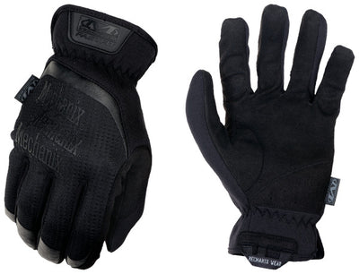 A pair of Mechanixwear FastFit® Covert Tactical Gloves on a white background featuring touchscreen technology.