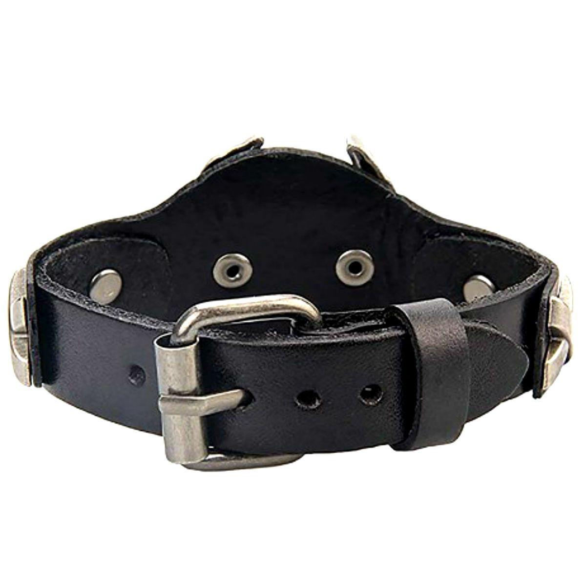 Badass Live To Ride Biker Leather Bracelet with FREE Skull Band Ring Bundle - American Legend Rider