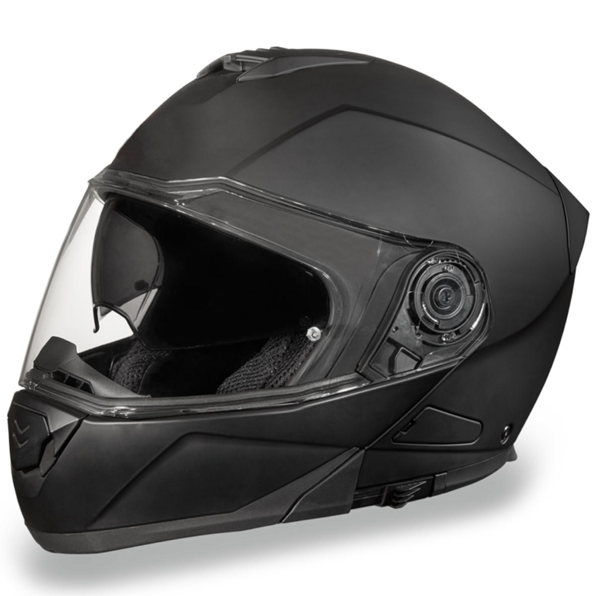 Daytona Glide modular full face motorcycle helmet in dull matte black with clear shield