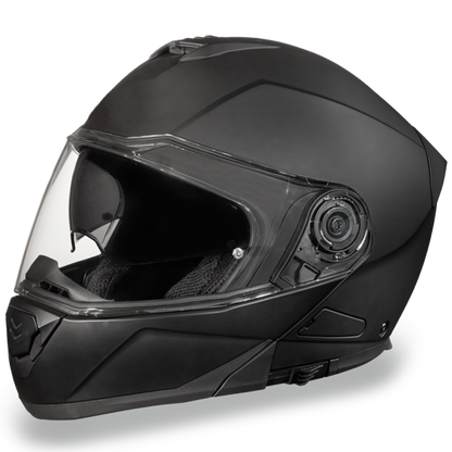 Daytona Glide modular full face motorcycle helmet in dull matte black with clear shield