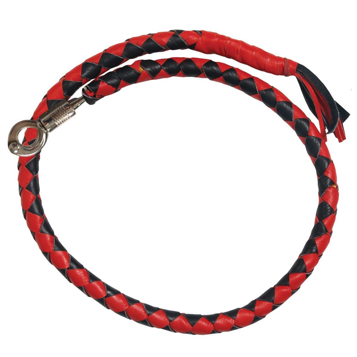 Hot Leathers "Get Back" Red And Black Genuine Leather Whip - American Legend Rider