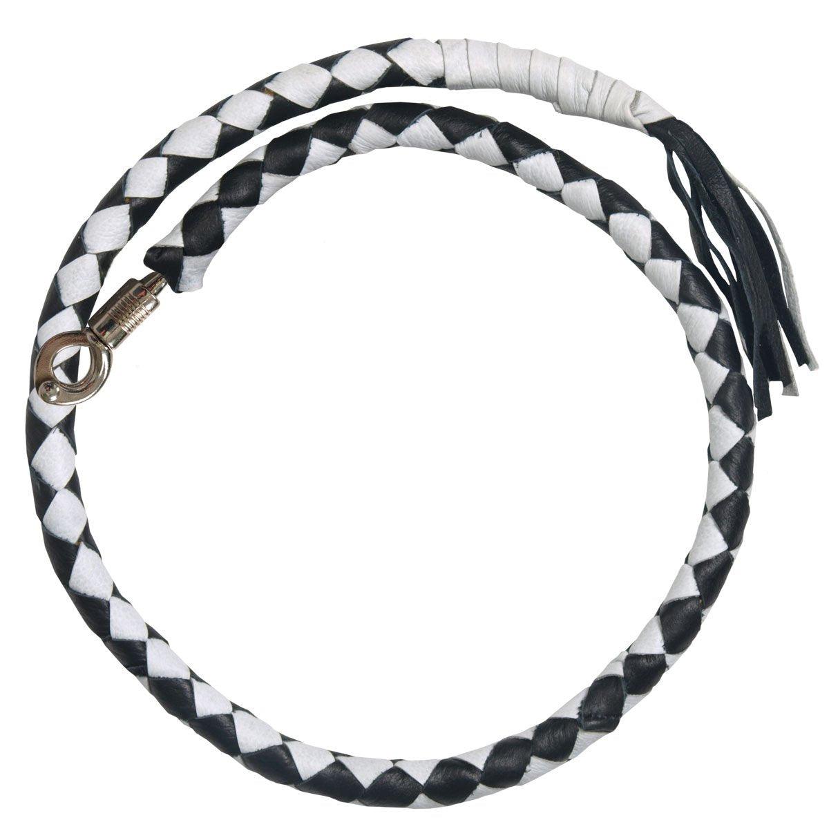 Hot Leathers "Get Back" Black And White Genuine Leather Whip - American Legend Rider
