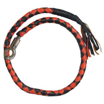 Hot Leathers "Get Back" Black And Orange Genuine Leather Whip - American Legend Rider