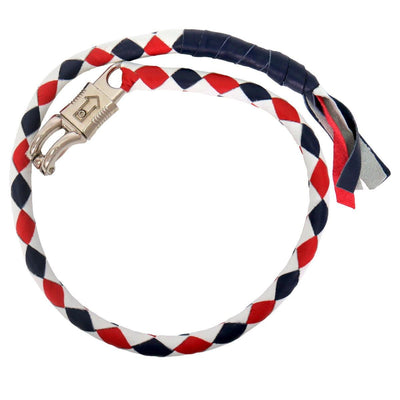 Hot Leathers "Get Back" Red, White, And Blue Genuine Leather Whip - American Legend Rider