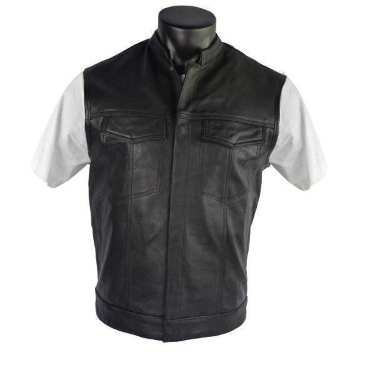 Vance Premium Leather Men's Patch Holder Vest