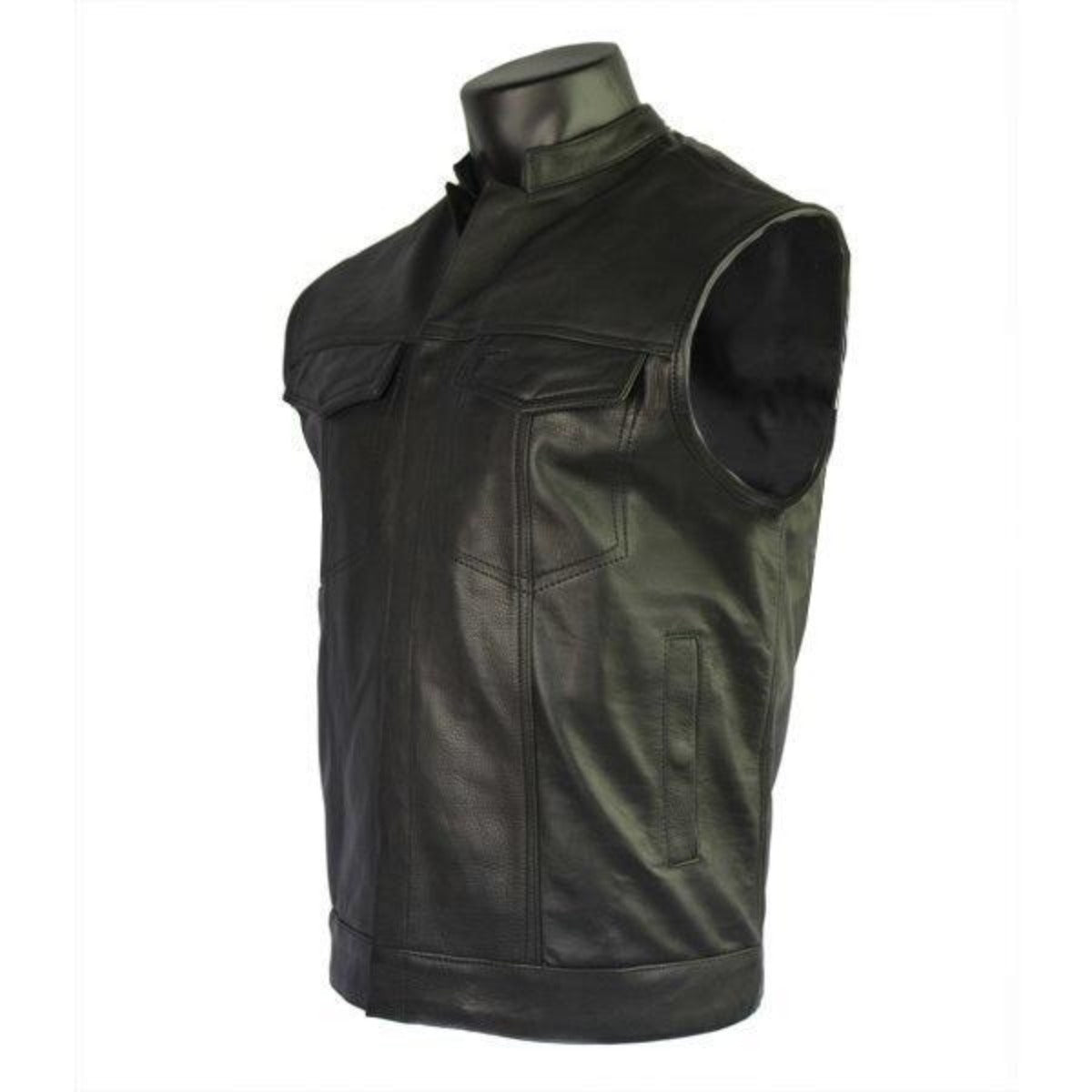 Vance Premium Leather Men's Patch Holder Vest