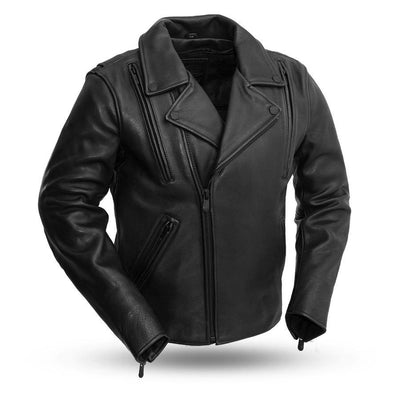 First Manufacturing Night Rider Motorcycle Black Leather Jacket - American Legend Rider