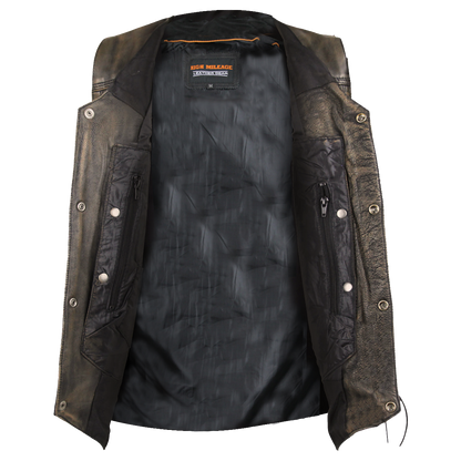 Vance Leather High Mileage Men's Distressed Brown 10 Pocket Vest