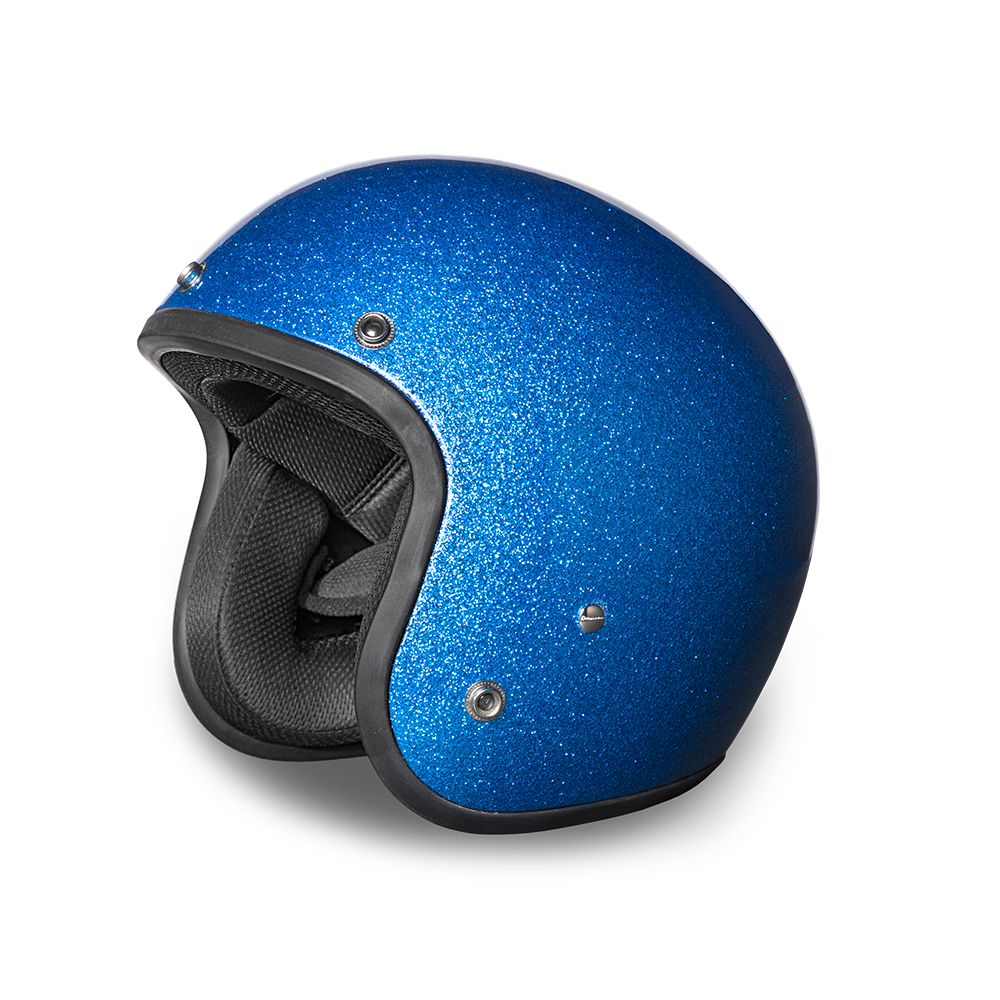 Daytona D.O.T. Cruiser Blue Metal Flake Motorcycle Open Face Helmet - American Legend Rider