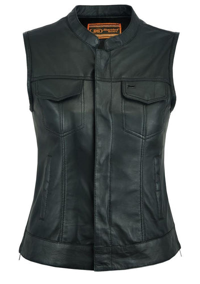 Daniel Smart Premium Single Back Panel Concealment Leather Vest, Black - American Legend Rider