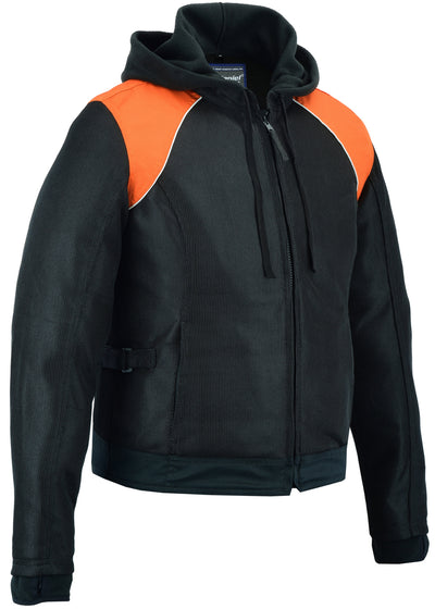 Daniel Smart Women's Mesh 3-in-1 Riding Jacket (Black/Orange) with zipper.