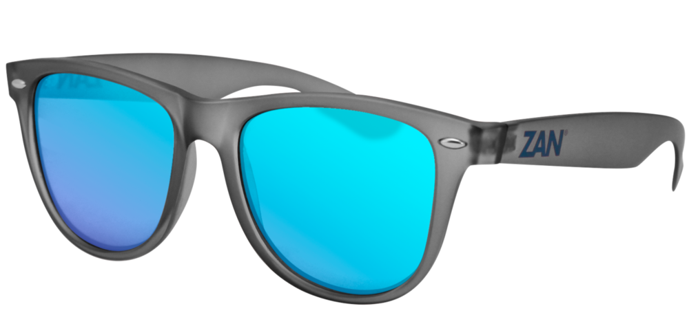 Gray **Daniel Smart Minty Matte Gray Frame with Smoked Blue Mirror Lens** sunglasses, featuring oversized frames for a classic throwback sunglass style that offers UV protection.