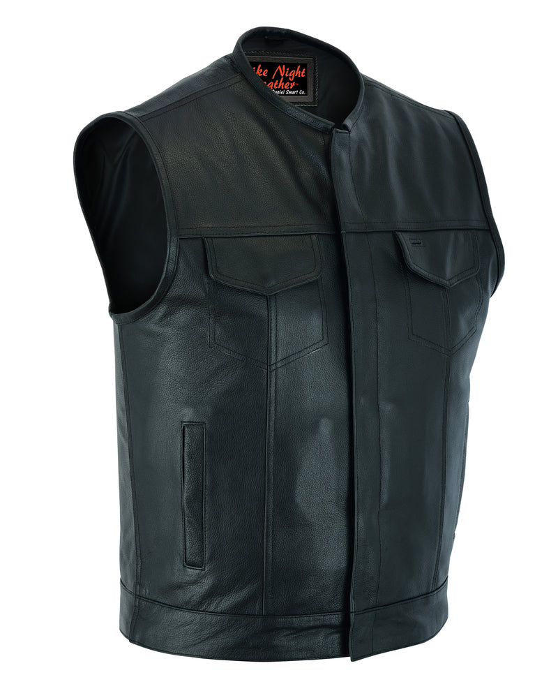 Daniel Smart Concealed Snap Closure, Without Collar & Hidden Zipper with a front zipper and snap closure, featuring two chest pockets, two side pockets, and concealed carry pockets—perfect for your essential biker gear.