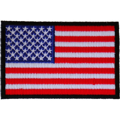 Embroidered Daniel Smart American Flag Patch with Black Borders, featuring traditional red, white, and blue colors.