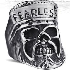 Daniel Smart Stainless Steel Fearless Skull Biker Ring - American Legend Rider