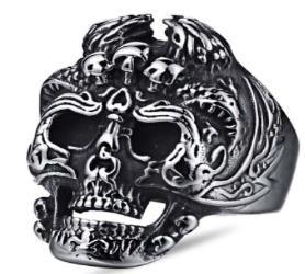 Daniel Smart Stainless Steel Skelator Skull Face Biker Ring - American Legend Rider