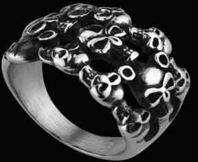 Daniel Smart Stainless Steel Many Face Skull Biker Ring - American Legend Rider