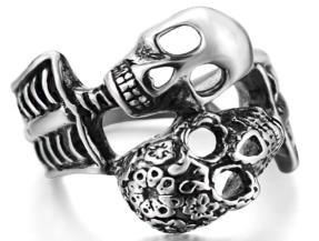 Daniel Smart Stainless Steel His And Her Skull Biker Ring - American Legend Rider