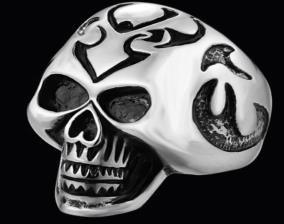 Daniel Smart Stainless Steel Big Head Skull Biker Ring - American Legend Rider