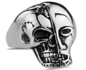 Daniel Smart Stainless Steel Terminator Skull Face Biker Ring - American Legend Rider