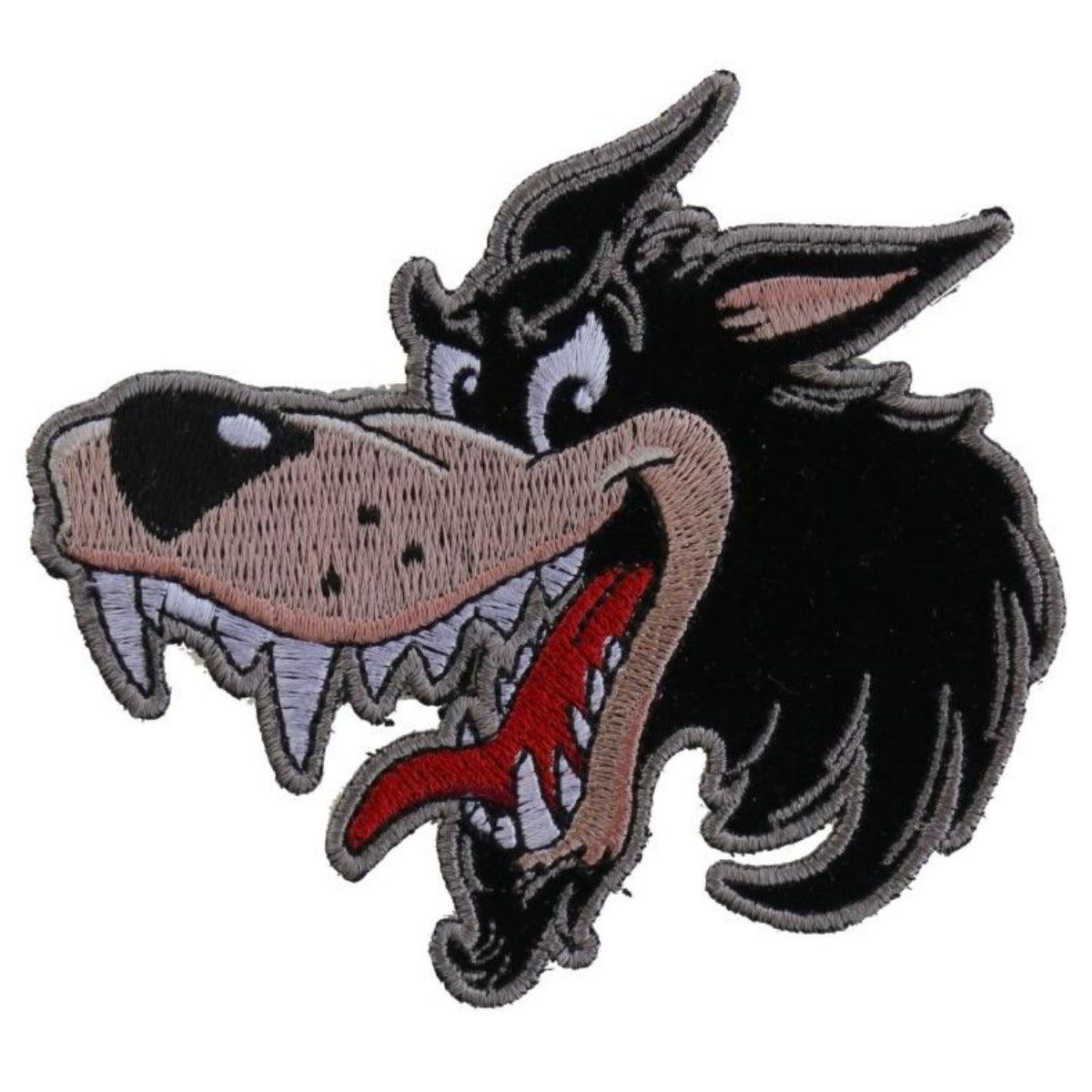 Daniel Smart Cartoon Wolf Embroidered Iron On Patch, 4 x 4 inches - American Legend Rider