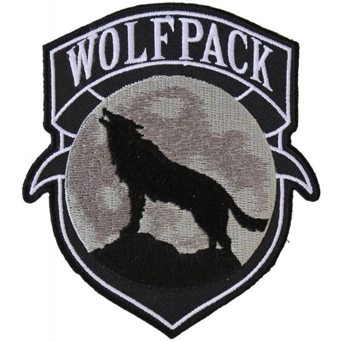 Daniel Smart Wolfpack Patch Wolf Howling Moon Silhouette Embroidered Iron On Patch, 4 x 3.6 inches - American Legend Rider