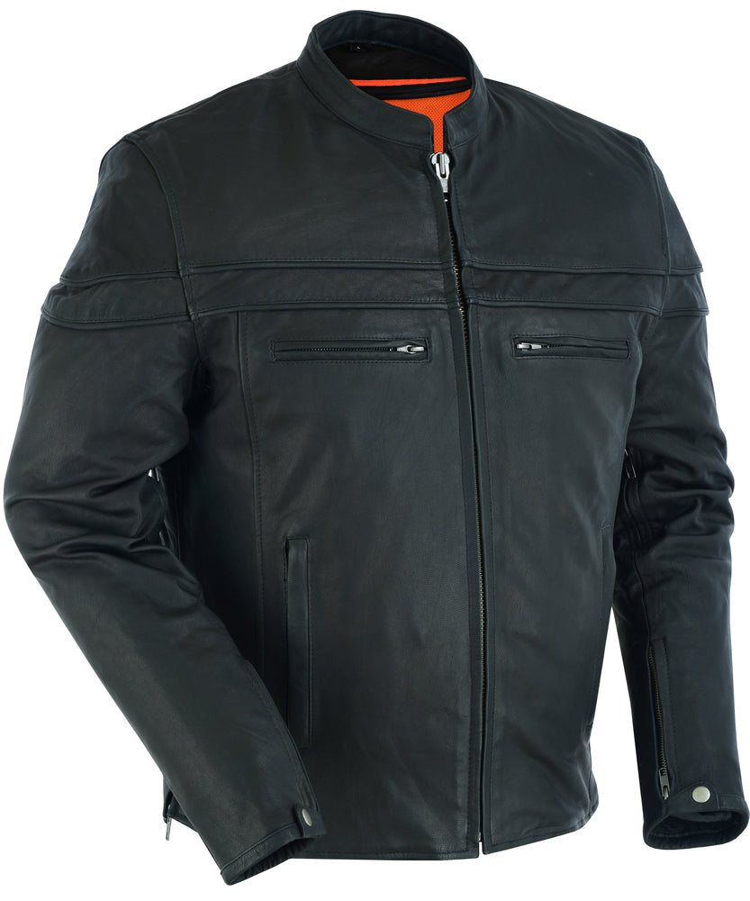 Daniel Smart Men's Sporty Lightweight Leather Cross Over Jacket