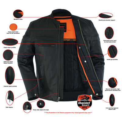 Daniel Smart Men's Sporty Lightweight Leather Cross Over Jacket