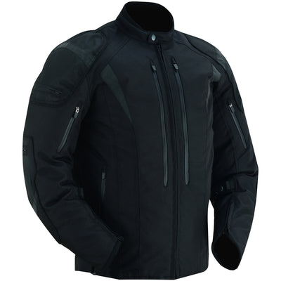 A Daniel Smart Blast - Black waterproof motorcycle jacket with multiple zippers and reinforced padding, displayed against a white background.