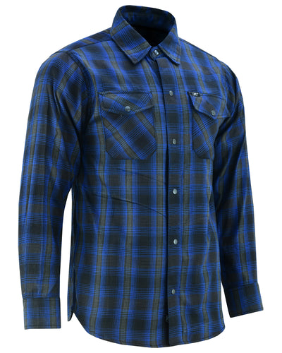 Men's Daniel Smart Flannel Shirt - Daze Blue and Black with button-up closure and two chest pockets.